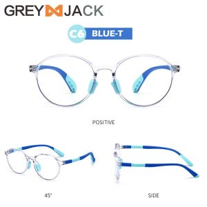Grey Jack/Kacamata Anak Antiradiasi Blueray Komputer HP TV Tr90 Lentur Style Oval Fashion Anak Perempuan dan Anak laki - laki 5289