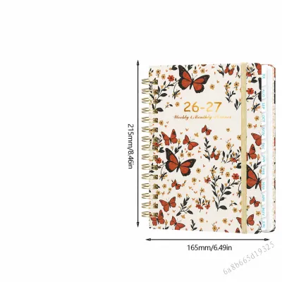 A5 2026 2027 Weekly and Monthly Planner Notebook Spiral Bound with Index Tabs Pocket Pages and Elastic Strap