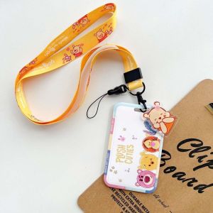 BELLERY Portable Student Toys Story Strawberry Bear  Woody  Card Cover Lanyard Card Case Cartoon Card Holder