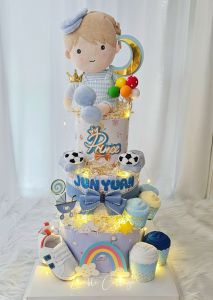 3 tier Diaper cake baby hamper gifts shower newborn ideas New Mom Present