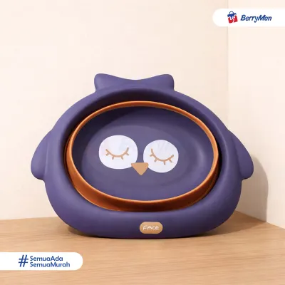 Ember Lipat Bayi 3.8 Liter Silikon Tebal Karakter Owl Baskom Mandi Portable Travel Serbaguna