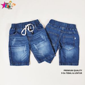 Celana Jeans Anak 1-10 tahun - Celana Anak Laki-laki Jeans Pendek Wisker Biru Tua - Viyona