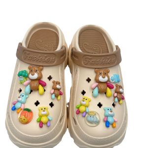 12Pcs/Set Crocs Jibbitz Charms Shoe Accessories 3D Cartoon Khaki Bear Pink Bear Shoe Buckle Decoration for Crocs