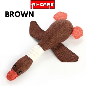 (READY STOCK) Plush Burlap Goose Plush Vocal Dog Toy Animal Bite Squeaky Sound Toy Cleaning Teeth Dogs Chew Toy (3pcs)