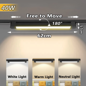 LANGYUE Magnetic LED Track Light System180° Rotatable Pendant Spotlight Linear Fill Light3‑Color Temperature Ceiling Lamp for Living Dining Room Shop