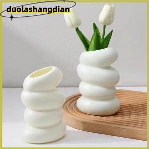 [Duola] Plastic Spiral Vase Nordic Creative Flower Arrangement Container For Kitchen Living Bedroom Home Decoration Ornament
