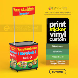 CETAK STIKER MEJA BOTH WARMINDO MEJA JUALAN EVENT DESK FREE REQUEST DESAIN