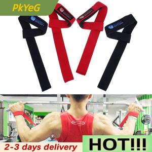 PkYeG 2X Padded weight lifting straps training gym gloves hand bar wrist wraps support