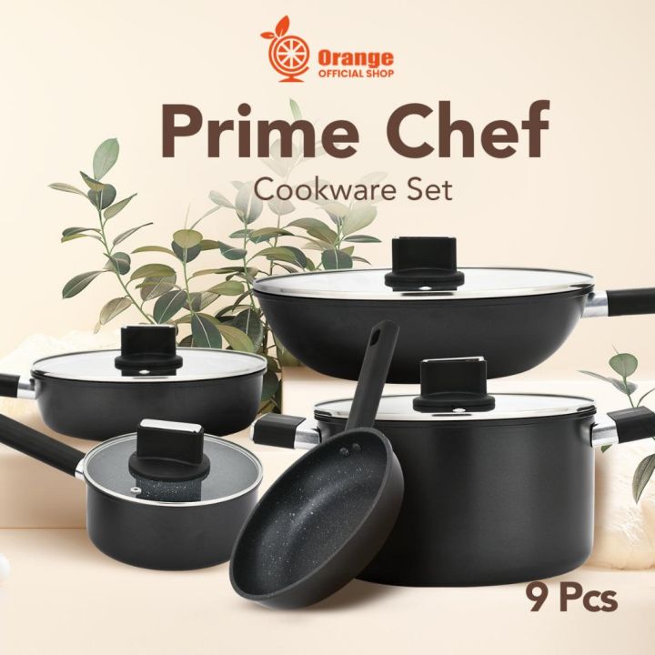 Prime Chef Set Cookware 5in1 Panci Set Stainless Panci Tutup Kaca