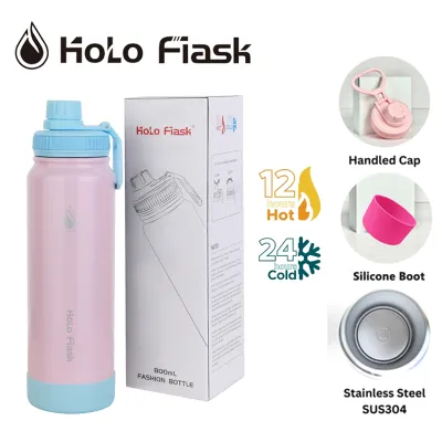 HOLO Flask 1000ml & 800ml - Gradient Colors Silicone Boot Leak Proof Heat Resistant Modern Style 4 Adorable Colors 3 Sizes - Drinkware