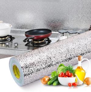Kitchen Oil-proof Waterproof Stickers Aluminum Foil Kitchen Stove Cabinet Self Adhesive Wall Sticker DIY Wallpaper