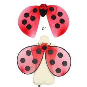Glitters Ladybird Wings Girl Lady Bug Fancy Dress Festival Party Masquerade Halloween Ladybird Cosplay Costume Kid Adult