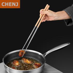 [COD] CHENJ KITCHEN 1Pair Stainless Steel Chopsticks Long Chopsticks Cook Noodles Deep Fried Hot Pot Chinese Chopsticks Reusable Metal Chopstick
