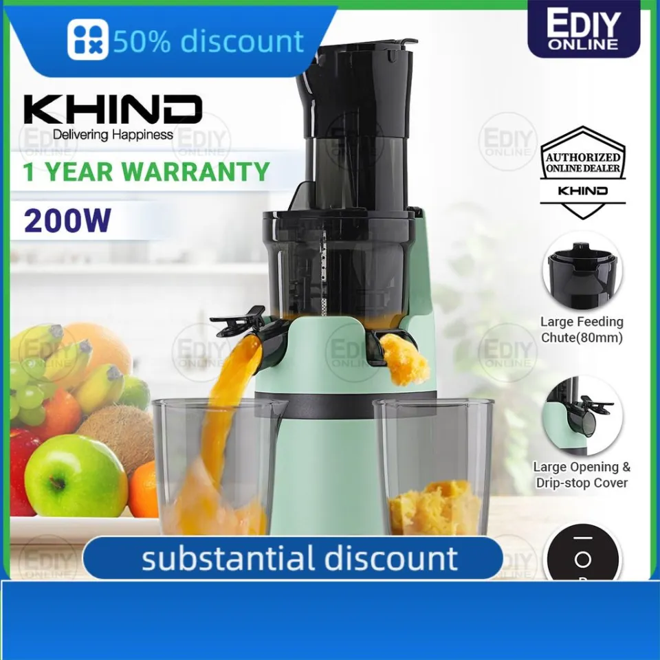 KHIND SJ001 SJ 001 POWERFUL Electric Slow Juicer Cold Press Fruit Vegetables Extractor Machine 0.8L 200W Pemerah Jus Lazada