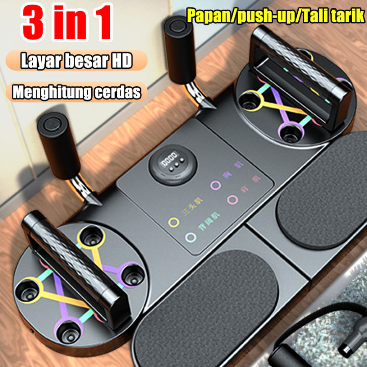 Foldable Push Up Board System Multifunctional Papan Fitness Lipat  3 in 1 Papan Tarik tali push-up Multifungsi Melatih dada bahu perut dan lengan BG SPORT Push Up Board Alat Fitness Champs Alat Push Up Sit Up Stand Alat Gym Alat Bantu Holder Penahan