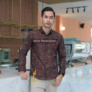 RAMA ABANG Kemeja Batik Pria Lengan Panjang SlimFit Prabuseno Full Furing Jumbo Modern Premium Halus Adem Nyaman Hem Atasan Cowok Pakaian Formal Kantor