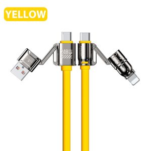 WEKOME 4 Trong 1 Cáp Sạc Nhanh 240W USB Type-C IOS Cảng Hợp kim kẽm Đa năng Chất lỏng silicon 1.2 mét Cho Samsung