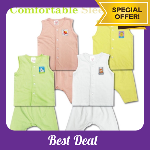 Babyhug 100% Cotton Knit Sleeveless Sando & Shorts Set with Animal Print- Yellow & Blue