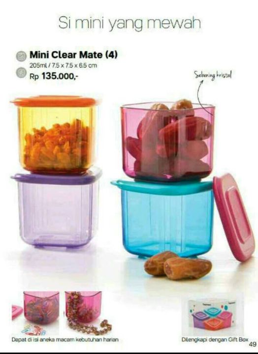 Tupperware Mini Clear Mate Set 4pcs (FREE BOX) | Lazada Indonesia