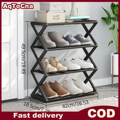 AqToCna Kệ Giày nhiều lớp Tủ giày lưu trữ chống bụi đơn giản 4 lớp Giá tổ chức ký túc xá cửa lắp ráp nhiều lớp