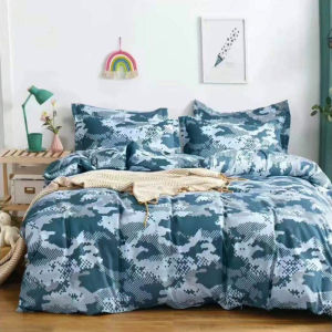 4-in-1 Comforter Bedsheet Set Fitted Sheet with Garter 2 Pillowcases Soft Bedding Set