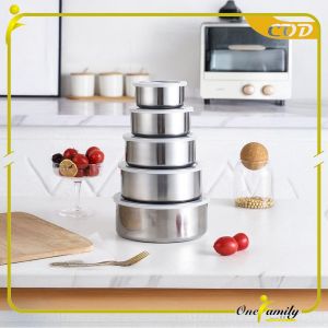 ONE-C1214 Rantang Stainless Steel 5in1 Dengan Tutup Plastik Portable / Tempat Penyimpanan Makanan