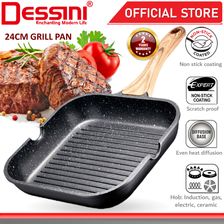 DESSINI ITALY 24CM Marble Stone Grill Steak Frying Pan Induction