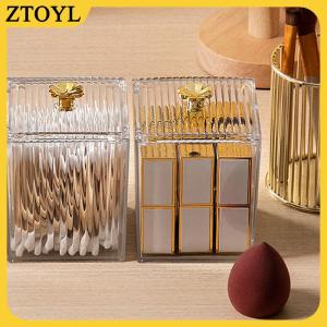ZTOYL Trang Điểm Lưu Trữ Tổ Chức Phòng Tắm Jar Bông Tăm Bông Lưu Trữ Vuông Container Bông Phun Lưu Trữ Hộp Mỹ Phẩm Bông Hộp
