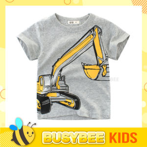 Kids Children T-shirt for 1-10 Years Old Boys Girls Short Sleeve with Excavator Graphic Printed / Baju Kanak-kanak Budak Lelaki Perempuan Umur 1-10 Dengan Cetakan Grafik Jengkaut