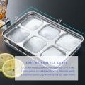 TEGOOL Ice Cube Trays, Stainless Steel Lid Ice Cube tray with Suction Cup Super Easy Release Molds,Durable and Dishwasher Safe for Cocktail,Freezer,Whiskey,Chocolate (Silver). 