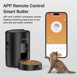 ROJECO 2L Smart AutomaticFeeder Cat Food Kibble Dispenser Smart Button Control Automatic Dog Feeder for Cats and Dogs Pet Supplies.