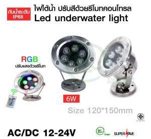 ขอแท้100%)ไฟใต้น้ำไฟสระว่ายน้ำไฟน้ำพุLED(ฟรีประกัน1ปี)Underwater Light 24w. 18w. 12w. 9w. 6w. 3wไฟใต้สระน้ำAC-12V 24