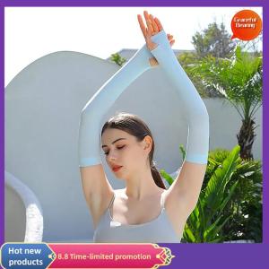 Graceful UV Solar Arm Sleeves Woman Men Cycling Fingerless Gloves Cool Muff Summer Ice Silk Elastic Arm Cover Driving Anti-Sunburn Sleeve