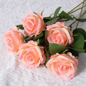 GOLFDIN 5pcs 10 Colors Simulated Rose Festival Supplies DIY Party Decoration Artificial Flowers High Quality Small Rose Home Decor