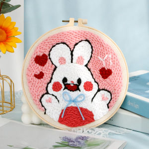 Ready Stock-Cartoon DIY Punch Needle Embroidery Set Kit Cat Cute Animal Picture Cross Stitch Kits Embroidery Frame Crafts For Adults Diy Gift