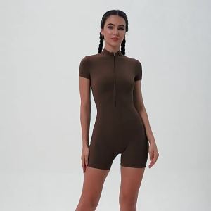Summer Zipper Workout Jumpsuit Sports Overalls Women Gym Clothing Running Fitness Suits Gym Tracksuit Short Sportswear Yoga Set2026
