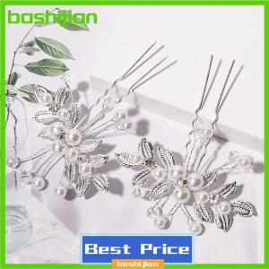bashijian กิ๊บติดผมรูปใบไม้และดอกไม้สไตล์เรโทรโบราณกิ๊บติดผมรูปตัวยูไข่มุกคริสตัลอุปกรณ์เสริมสไตล์ Hanfu สไตล์โบราณกิ๊บติดผมขนาดเล็กสำหรับเจ้าสาวอุปกรณ์จัดงานแต่งงาน