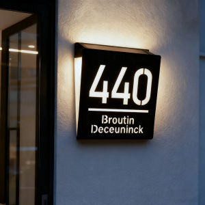 Personalized Solar House Number Outdoor Automatic Illuminated Plaque Easy Install Custom Door Sign LED Solar Address Sign 3D CUT