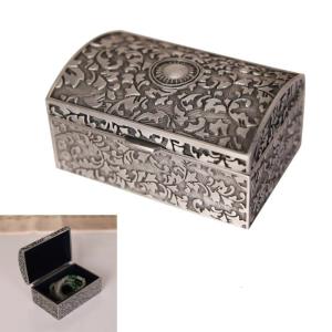 Portable Vintage Organiser Box Zinc Alloy Construction Antique Finish Carved Detailing Metal Clasp Case