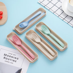 Muỗng đũa dùng đi du lịch bộ dao kéo cầm tay Bộ thìa  dĩa đũa 3 chi tiết bằng lúa mạch Bộ 3 dĩavăn phòng