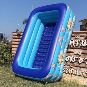 สระว่ายน้ำเป่าลม 3ชั้น ขนาด:180 x 40 x 55 (ยาว 1.8ม. กว้าง1.4ม. สูง55ซม.) มีลาย มีกันกระแทรก สีฟ้า Blue