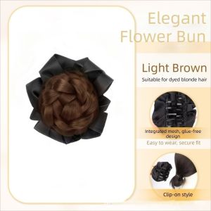 SDFSF Scrunchie Black Claw Hair Bun Updo Easy To Use Heat Resistant Braided Chignon Natural Soft Touch Synthetic Fake Hair Bun Woman