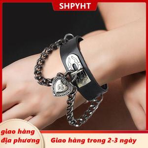 [COD] SHPYHT Giao hàng địa phương 90S Thời Trang Phong Cách Punk Vòng Đeo Tay Cá Tính PU Da Ba Hàng Gai Vòng Đeo Tay Vuông Bangle 2024 Đảng Trang Sức Quà Tặng