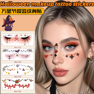 【Waterproof/Easy Apply】Halloween Face Tattoo Stickers Economy Cos Face Stickers Party Makeup Decoration