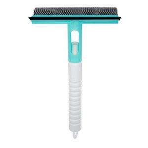 Window Cleaner Double Side Wipe Handle Clean Brush Glass Squeegee with Cleaning Cloth Rubber Wiper