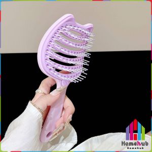HB Self-Cleaning Air Cushion Comb Large Curved Design Fluffy Volume Hair Styling Brush 1Pc