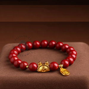 HG024 Gelang Mutiara Merah Maron Naga Lucu Imut Warna Emas Hoki Imlek Hadiah Orangtua
