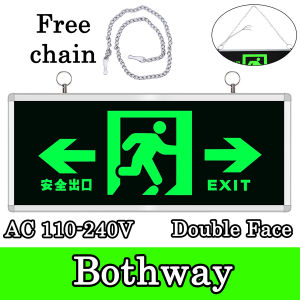 Fire Safety Exit Sign Emergency Escape Guide Light AC Single Double Face 110-240V For Supermarket