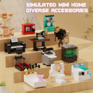 MENYORD Friends House Mini Home Building Block kit Including 12 Furniture Models Such as Coffee Machines and Printers toy for kids(New 2023)