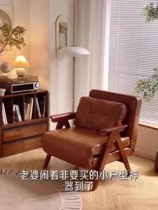 Solid Wood Folding Sofa Bed Single Sleeper Chair Wall Mounted Hidden Bed for Small Apartment Study Room